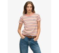 Fitted striped women's T-shirt Superdry Essential Logo Orange XS