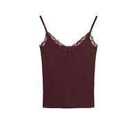 Superdry Women's Essential Rib Lace Cami T8-Jersey Vest, Port Red, XS/S