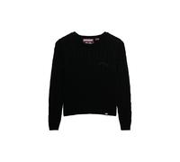 Superdry Women's Essentials Slim Cable Knit Jumper, black, 12