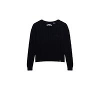 Superdry Women's Essentials Slim Cable Knit Jumper, Dark Navy, 10