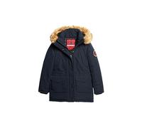 Superdry Women's Everest Faux Fur Hooded Parka Jacket, Nordic Chrome Navy, UK 16