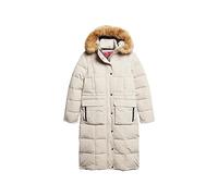 Superdry Women's Everest Longline Puffer Coat Jacket, Chateau Grey, UK 16