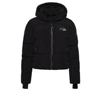 Superdry Women's Hooded Boxy Puffer Jacket, Black/White, UK 14
