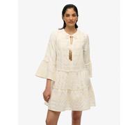 Superdry Ibiza Tiered Long Sleeve Short Dress Beige XS Women