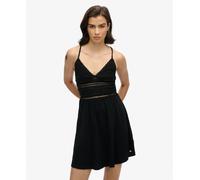 Superdry Lace Long Sleeve Short Dress Black L Women