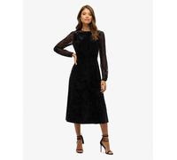 Superdry Womens Lace Sleeve Velvet Midi Dress