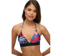 Superdry Women's Logo Triangle Bikini Top, Tropical Stencil Blue Printed, L