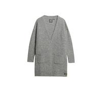 Superdry Women's Long Essential Knitted Cardigan, Anthracite mottled, 14