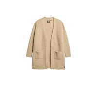 Superdry Women's Long Essential Knitted Cardigan, Fudge Brown, 14