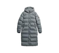 Superdry Women's Long Quilted Microfibre Coat, ebony, 16