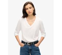 Superdry Women's Long Sleeve Jersey V Neck Top T-Shirt, Optic, 14 (L)