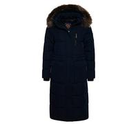 Superdry Women's Longline Faux Fur Everest Coat, Eclipse Navy, XS (Size:8)