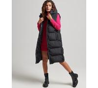 Superdry Womens Longline Hooded Padded Gilet Black Colour Size 16 RRP£125