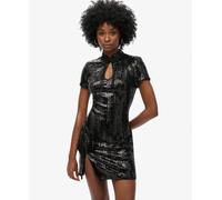 Short sequin dress with mao collar for women Superdry Noir L