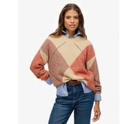 Superdry Womens Oversized Argyle V Neck Jumper