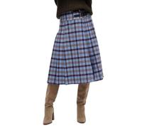 Superdry Women's Plaid Pleated Midi Skirt, blue chequered, 10