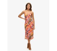 Superdry Printed Slip Sleeveless Long Dress Orange S Women