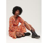 Superdry Womens Printed V-Neck Midi Tea Dress