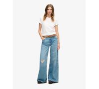 Superdry Womens Raw Hem Wide Leg Flare Jeans