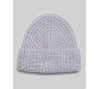 Superdry Women's Rib Knit Beanie Hat Beret, Purple Heather, One Size