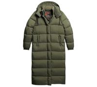 Superdry Women's Ripstop Longline Puffer Jacket, Football Dark Moss Grid, 14