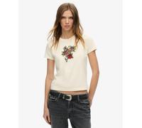 Superdry Small Tattoo Rhinest Fittd Short Sleeve T-shirt Beige XS Women
