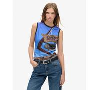Superdry Sub Print Sleeveless T-shirt Blue S Woman