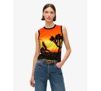 Superdry Sub Print Sleeveless T-shirt Orange S Woman