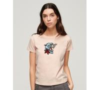 Embroidered tattoo effect fitted T-shirt for women Superdry Rose S