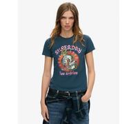 Superdry Tattoo Rhinestone Fitted Short Sleeve T-shirt Blue M Woman