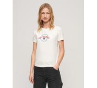 Superdry Tattoo Rhinestone Fitted Short Sleeve T-shirt Beige XL Woman