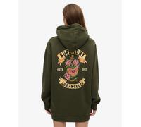 Superdry Tattoo Rhinestone Long Sleeve Dress Green 2XS-XS Woman