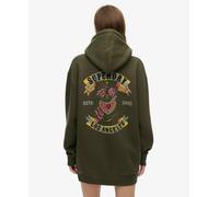 Superdry Tattoo Rhinestone Long Sleeve Short Dress Green S-M Women