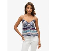 Superdry Vintage Tiered Cami Sleeveless Blouse Blue S Women