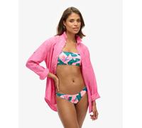 Superdry Women's Tropical Print Bandeau Bikini Top, Malibu Pink Paradise, L