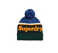 Superdry Women's Vintage Classic Logo Beanie Beret, Azul Marino crepúsculo/Naranja Jaffa,