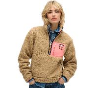 Superdry Womens Vintage Retro Half Zip Fleece - Classic Tan - 12
