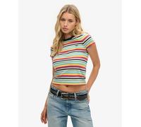 Superdry Women's Short T-Shirt, Pigment Yellow Stripe, 10