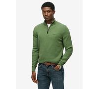 Superdry Wool Blend Half Zip Knitted Jumper, Green, Size L, Men Green