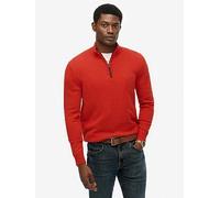 Superdry Wool Blend Half Zip Knitted Jumper, Red, Size L, Men Red