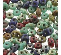 SuperDuo Raku Mix 2.5x5mm 2 Hole Beads Czech Glass Seed Beads 100 Gram Bag