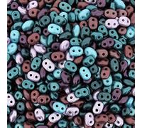 SuperDuo Victorian Elegance 24g Czech Glass 2-Hole Seed Beads Tube, 2.5 x 5mm