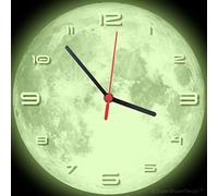 SuperDuperDecor FULL MOON WALL CLOCK - SuperGlow™ - Glow-in-the-Dark - boys girls childrens bedroom decor gift 28cm grey