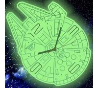 SuperDuperDecor - Glow in the Dark - Millennium Falcon - Star Wars inspired bedroom wall clock - Fan Art style 33x24cm