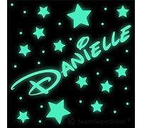 SuperDuperDecor Glow in THE Dark - Name & Stars Stickers - Personalised Bedroom Wall Ceiling - DISN Extra Large