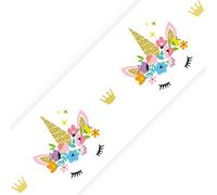 SuperDuperDecor Unicorn Floral Bedroom WALL Border - Personalised Childrens Girls Name Pink Room Decor Art Wallpaper Strips - Without Name