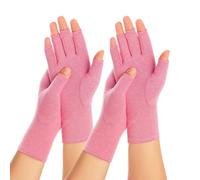 SUPERFA 2 Pairs Compression Gloves for Women and Men, Bamboo Arthritis Fingerless Gloves for Pain Relief