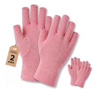 SUPERFA 2 Pairs Fingerless Arthritis Compression Gloves for Women and Men