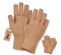 SUPERFA 2 Pairs Fingerless Arthritis Compression Gloves for Women and Men