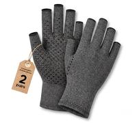 SUPERFA 2 Pairs Fingerless Arthritis Compression Gloves with Dot Grip